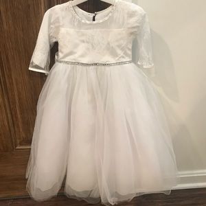 Toddler girl white flower girl dress